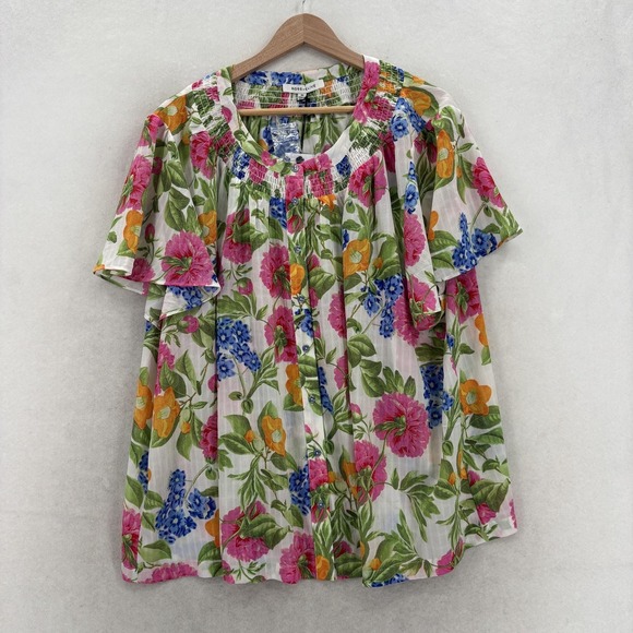 Rose+Olive Tops - Rose + Olive Blouse Womens 3X Plus Multicolor Floral Flutter Sleeve Tunic Top